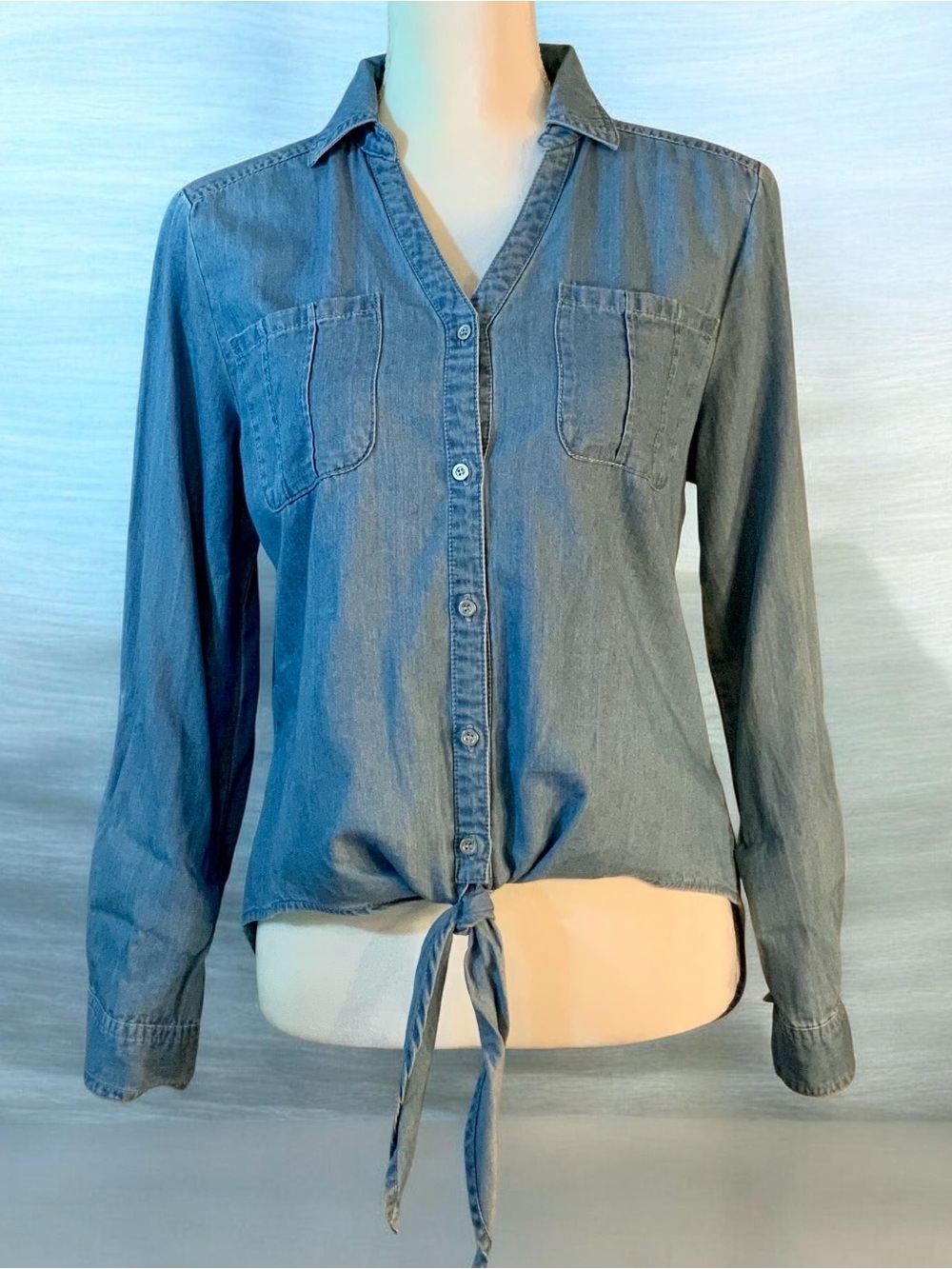 Nuture Women's Tie-Front Chambray Button-Down Shirt